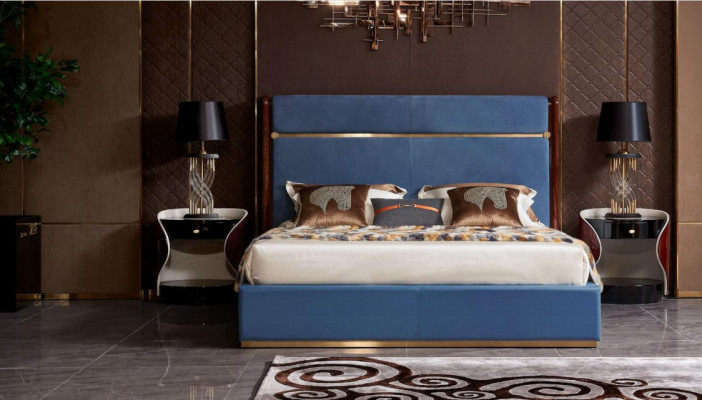 Design Bed 2x Bedside table 3 pcs. Bedroom Set Luxury Complete Suite