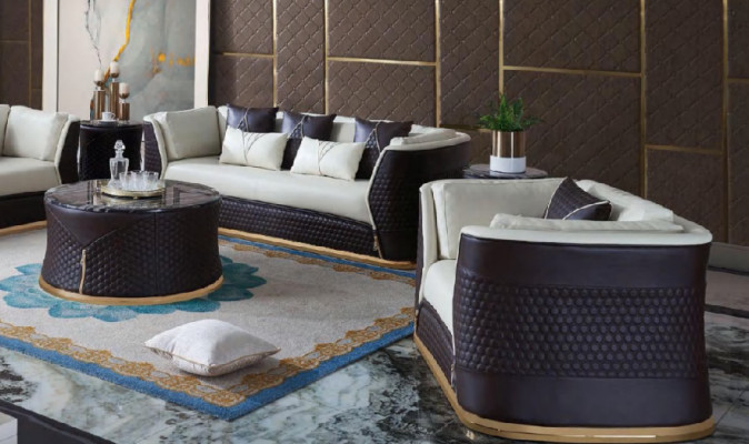 Suite 321 Seater Coffee table 2x Side table Living landscape Sofa Couch 6-piece