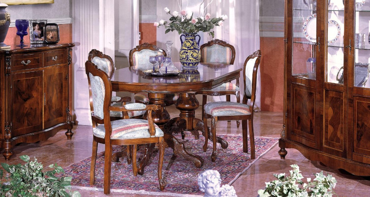 Set Ess Group Wood Chest of drawers Complete Dining table Chairs Dining room Furniture Italy