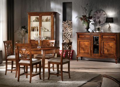 Dining room Set Suite Chairs 4x Display case Group Dining set Display cases 7 pieces. Chest of drawers