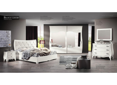 Suite Bedroom Bed Bedside table Wardrobe Chest of drawers Mirror Set 6pcs