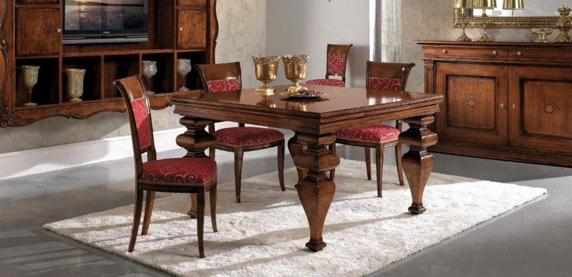 Design Dining room Set Suite Wood Furniture Chest of drawers 4x Chair Table Complete 7pcs.