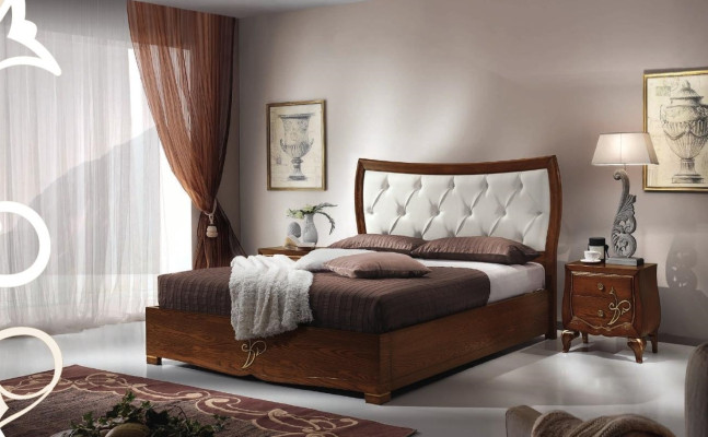 Bed Beds Bed Frame Wood Double Bedroom Brown Modern Double bed Furniture