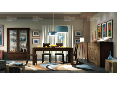 Dining group set 7 pieces. Dining room Dining table Chair Chest of drawers Display case Table Tables Wood