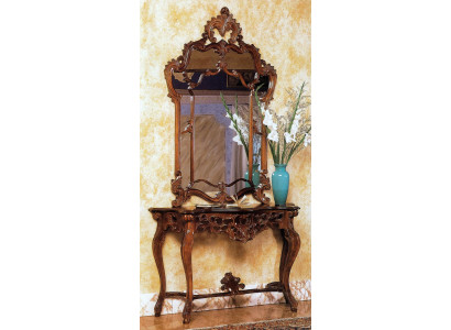 Console + Mirror Designer Console table Wood Table Console Luxury Set 2 pieces.