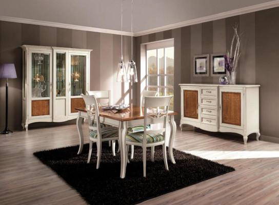 Dining room Set Suite Chest of drawers Chairs 4x Display case Group Dining set Display cabinets 7 pieces.