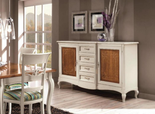 Dining room Set Suite Chest of drawers Chairs 4x Display case Group Dining set Display cabinets 7 pieces.