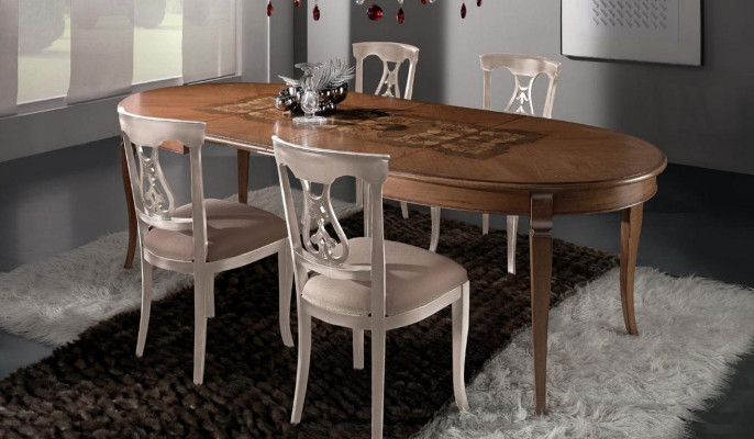Complete Set Dining table 4x Chairs Dining room Set Ess Group Wood Table Tables 5pcs