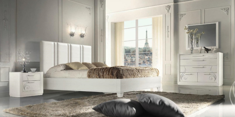 Bedroom Bed Bedside table Group Beds Luxury Bed Frame Wood Design Set 3pcs