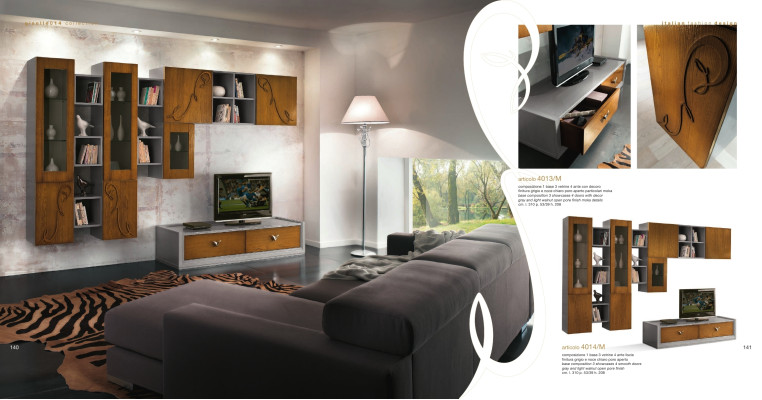 Wall unit TV-cabinet Wall cabinet Shelf Living room tv Wood Cabinets Display case Wall shelves