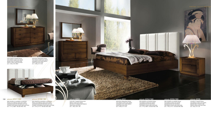 Bedroom Bed Bedside table Chest of drawers Mirror Double Upholstery Beds Luxury 5pcs.