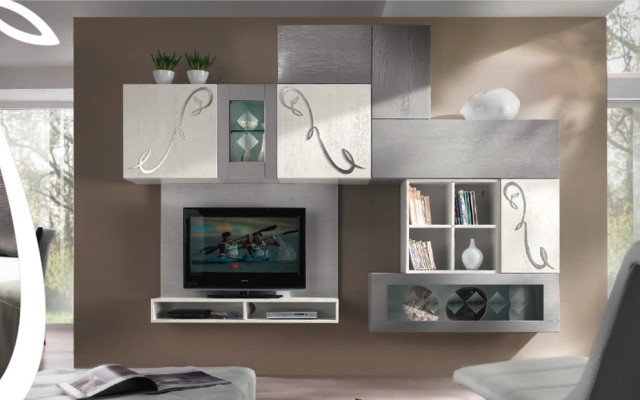 TV-cabinet Wall unit Display case Sideboard Wardrobe Wall Modern tv Wood Suite Set Furniture