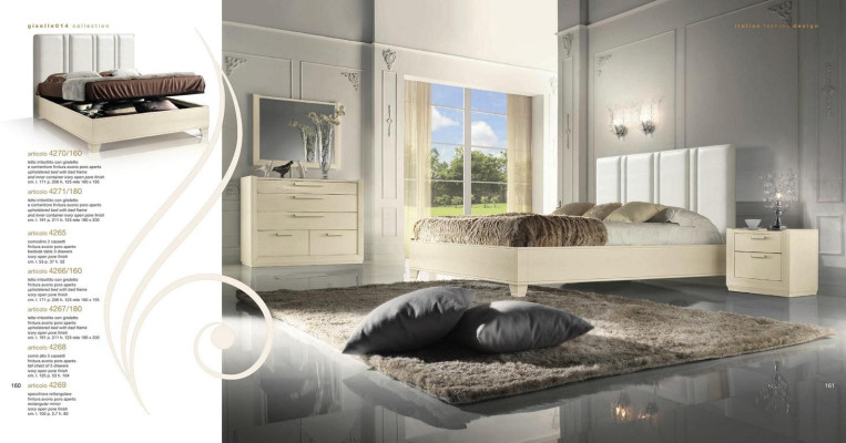 Suite Set Bedroom Bed Bedside table Chest of drawers Mirror Luxury Wood Design 5pcs