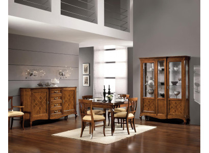 Dining room Set Suite Chest of drawers 4x Chairs Display case Group Dining set Table 7pcs.