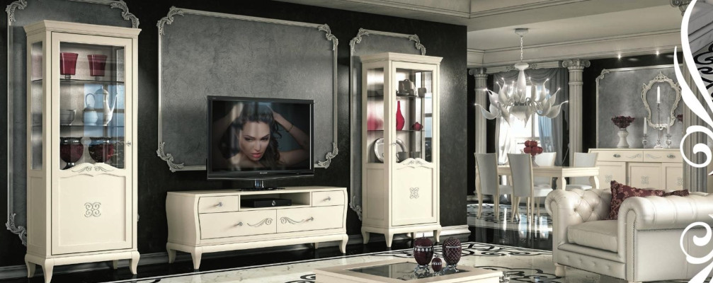 Luxury TV cabinet set living room display case tv modern wood furniture wardrobe style cabinets 3 pieces