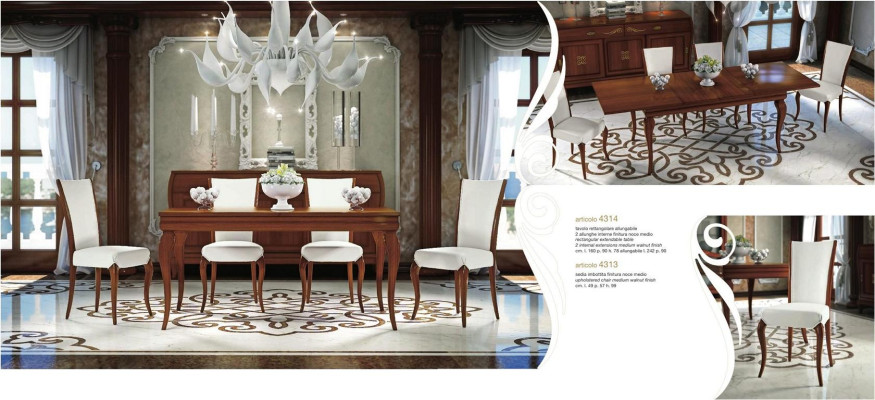 Dining room Dining table Chair Extendable Table Tables Group Wood Design Set 5pcs.