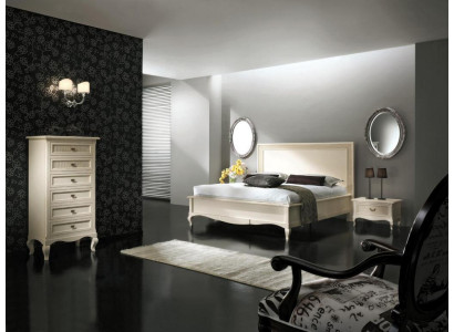 Italian Bedroom Furniture Bed Bedside table Solid Wood Beds Set 4pcs.