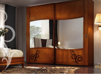 Wardrobe Wardrobe with Sliding Doors Bedroom Wall Cabinets Wood Mirror