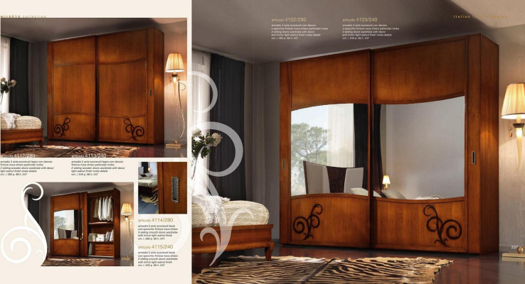 Wardrobe Wardrobe with Sliding Doors Bedroom Wall Cabinets Wood Mirror