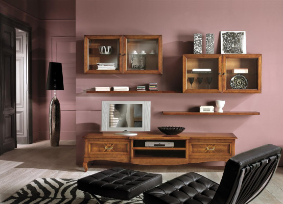 Living room Set Display case TV Chest of drawers Coffee table Chests of drawers Wardrobe Wood new 7 pcs.