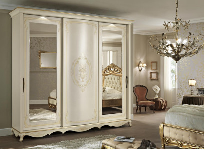 Wardrobe Bedroom Mirror Clothes cupboards Wardrobe White Wood Italy