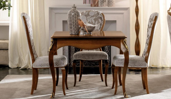 Complete Set Dining table 4x Chairs Dining room Set Ess Group Wood Table Tables 5pcs