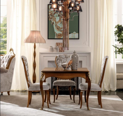 Complete Set Dining table 4x Chairs Dining room Set Ess Group Wood Table Tables 5pcs