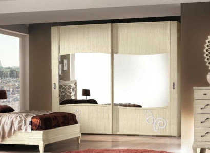 Wardrobe with Sliding Doors Bedroom Wardrobe Wall Cabinets White Mirror