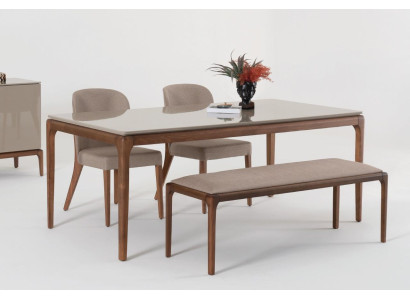 Dining set Dining room Set Stool 4x Chairs Table Furniture beige 6 pieces