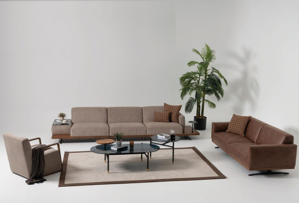 Modern leather sofa sofa 3 seater design couch living landscape brown