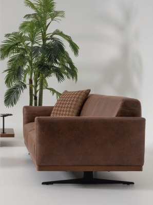 Modern leather sofa sofa 3 seater design couch living landscape brown