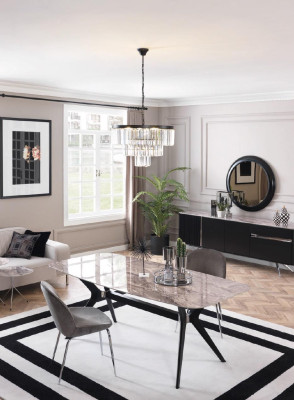 Living room Sideboard Mirror Sideboard Wood with Metal style black