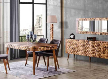 Dining room set sideboard dining table 4x chair suite table group 7 pieces. Sets Modern