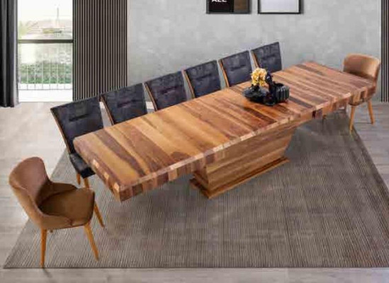 Table + 6 Chair Set Suite Upholstery 7-piece new Designer Wood Dining Living Room Set