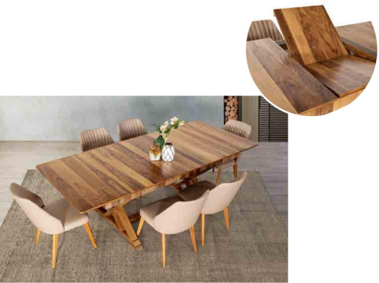 Suite Table 6x Armchair Chairs Luxury Dining set Set 7pcs Complete e Dining room
