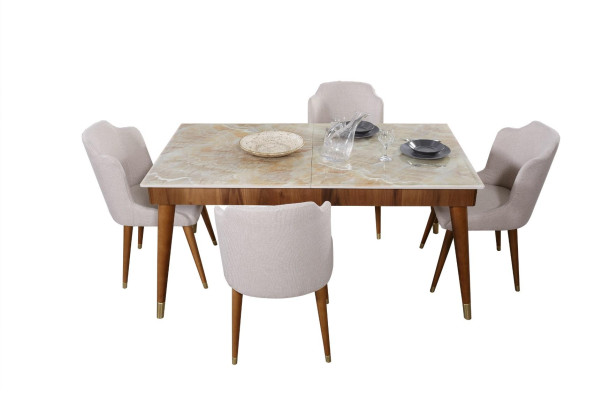 Dining room Wood Tables Dining set Set Chair Group new Table 4x Design Chairs 5tlg