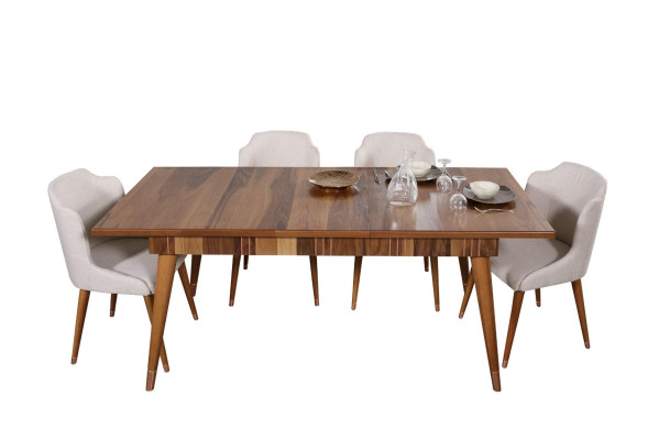 Dining room Set Ess Group Wood Table Tables 5tlg Complete Set Dining table 4x Chairs
