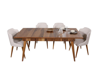 Dining room Set Ess Group Wood Table Tables 5tlg Complete Set Dining table 4x Chairs