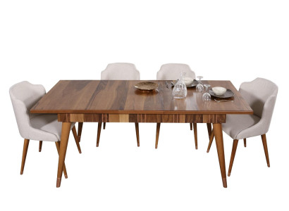 Dining room Set Ess Group Wood Table Tables 5tlg Complete Set Dining table 4x Chairs