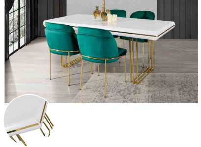 Luxury Dining table Table Dining room Tables Metal Design Kitchen Table White Gold Wood