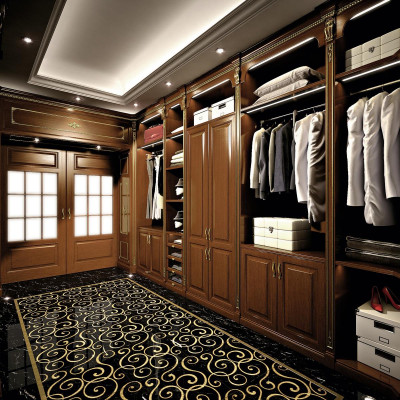 Walk-in Clothes Wardrobe Luxury Changing Room Classic Coat Rack Custom Made