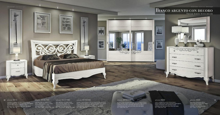 Set 6 pieces Bedroom Bed Bedside table Wardrobe Chest of drawers Mirror Suite