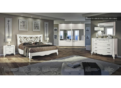 Set 6 pieces Bedroom Bed Bedside table Wardrobe Chest of drawers Mirror Suite