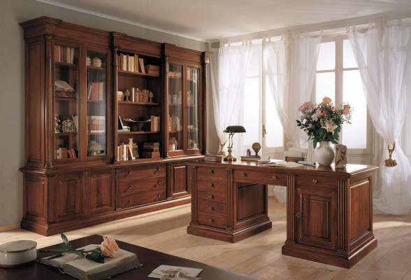 Office Furnishings Solid Wood Desk Bookcase Table Shelf Wardrobe 2pcs