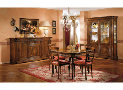 Dining room Set Dining table 4x Chair Chest of drawers Display case Suite Table Group 7tlg Furniture