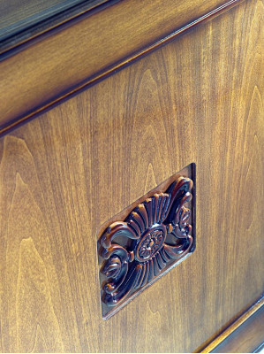 Dining room set 7 pieces. Dining table Chairs Chest of drawers Display case Group Suite Wood Brown