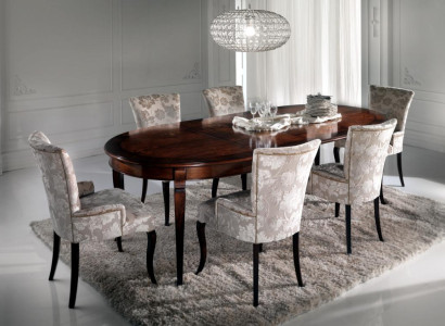 Dining table Suite Dining room Furniture Furnishings Group Table + 6 Chair Set 7pcs.