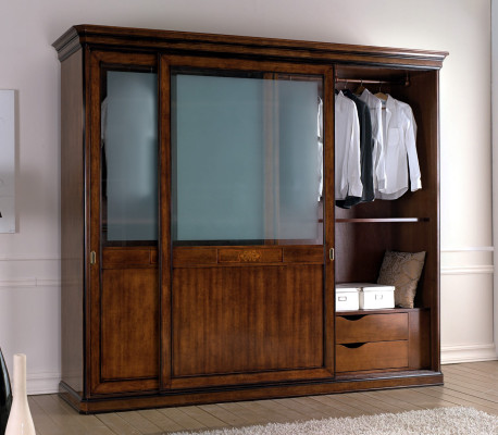 Wardrobe Real wood Wardrobe Solid Bedroom Furniture Italy wooden cabinet