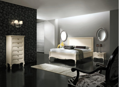 Design Classic Luxury Beds Group Wood Bed Bedside table 4-piece Bedroom Set