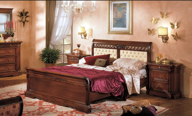 Bedroom Bed Bedside table Wardrobe Chest of drawers Hotel Double new Set 3pcs.